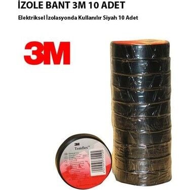 3M 18MM TEMFLEX İZOLOBANT BANT ELEKTRİK BANDI KIRMIZI ETİKET ALMAN MALI 10 LU PAKET